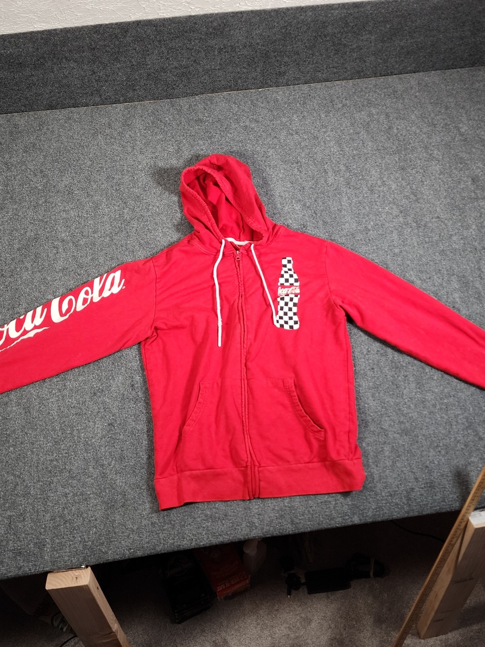 Coca-Cola Red Zip Hoodie with Checker Bottle Graphic